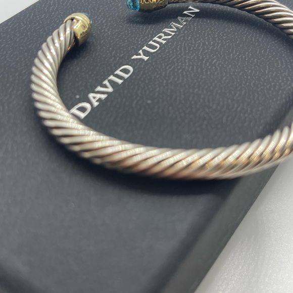 David Yurman Classic Cable Bracelet with 14K Yellow Gold and Blue Topaz, 5mm - Picture 7 of 11